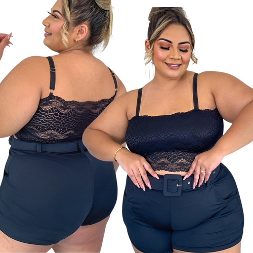 Top Renda Plus Size Cropeed Tamanho Grande Top Cropped Plus