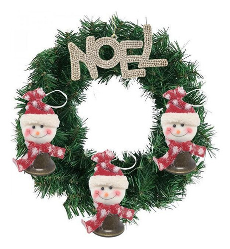 Guirlanda Decorada 25cm Placa Noel Champanhe E Sinos Metal