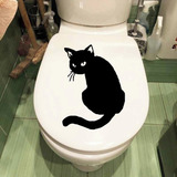 Adesivo Decorativo Vaso Sanitário Acoplado Gato Sentado