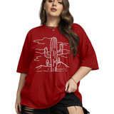 Camiseta Plus Size Blogueira Cactos Tiktok Feminina Fitness