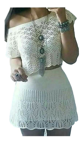 Conjunto Feminino Blusa E Saia Trico Nova Moda. Ref: 603 