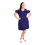 Roupa Feminina Vestido Curto Plus Size Amarração Manga +56