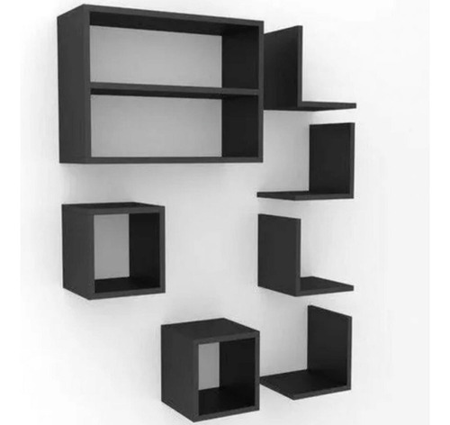 Nichos Decorativos Em 100% Mdf - Kit 7 Peças Preto