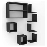 Nichos Decorativos Em 100% Mdf - Kit 7 Peças Preto