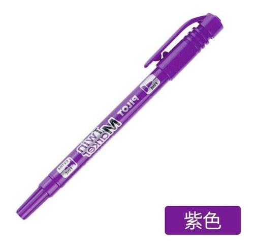 Lápiz Marcador Permanente Pilot Twin Marker Doble Punta Color Violeta