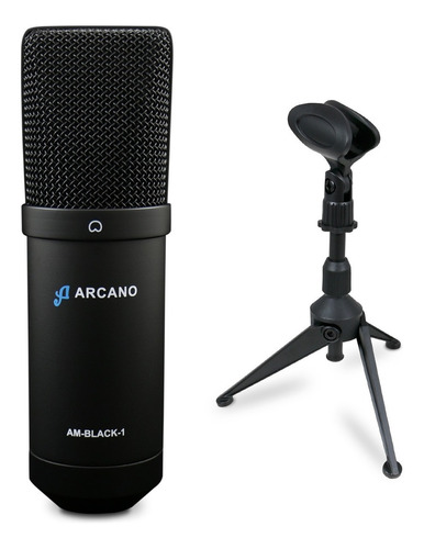 Microfone Usb Arcano Am-black-1 + Tripé De Mesa Ar-17s