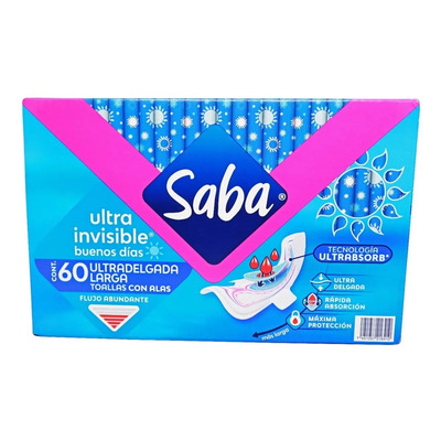 Toallas Femeninas Saba® Ultra Invisible Buenos Días 60pzs