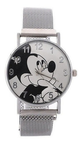 Reloj Mujer Mickey Mouse Plateado Acero Inoxidable Blanco