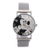 Reloj Mujer Mickey Mouse Plateado Acero Inoxidable Blanco