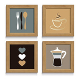 Quadro Decorativo Objetos Café Xícara Cozinha Cantina Copa