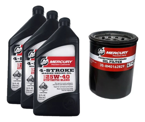 Kit Cambio De Aceite Motor Mercury 50-60 Hp 4t Ac-sint 