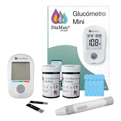 Glucómetro Kit Diaman Mini + 100 Tiras Reactivas Blanco | Meses sin interés