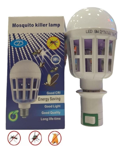 Lámpara Led E27 Mata Moscas Mosquitos Con Portafoco Incluído