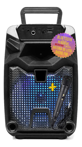 Parlante Bluetooth Portatil Karaoke Pendrive Radio Luces Rgb