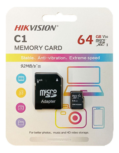 Tarjeta De Memoria Micro Sd 64gb Hikvision Con Adaptador