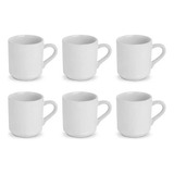 Jogo 6 Canequinhas De Porcelana Para Café 60 Ml 