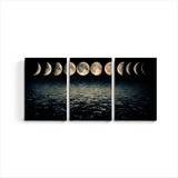 Cuadro Triptico Moderno Fases De La Luna Paisajes Decoracion