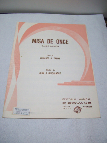 Adp Partitura Misa De Once Tango Cancion Armando Tagini