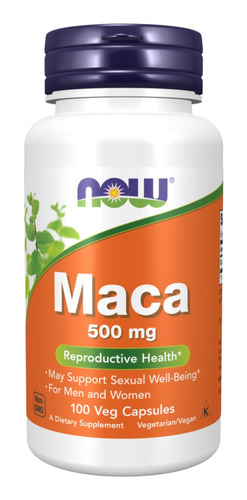 Suplemento Now Foods Maca 500mg 100 Cápsulas Por Pote