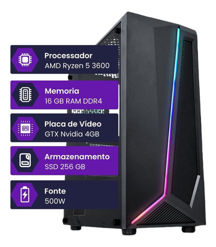 Pc Dreamcomputers Ryzen 5 3600 16gb Ddr4 Gtx 4gb Ssd 256gb