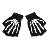 Guantes Unisex De Medio Dedo Con Estampado De Esqueleto Que