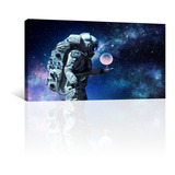 Cuadro Decorativo Espacio Canvas Astronauta Agarrando Luna