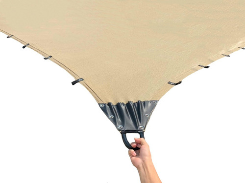 Malla Sombra Impermeable 3.3x5.5 Mts Beige 90% Reforzada