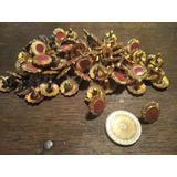 10 Antiguos Pines Pin Obsoletos Fondo Rojo - 13mm Diametro