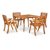 Juego De Comedor De Jardín De 5 Piezas De Madera De Acacia