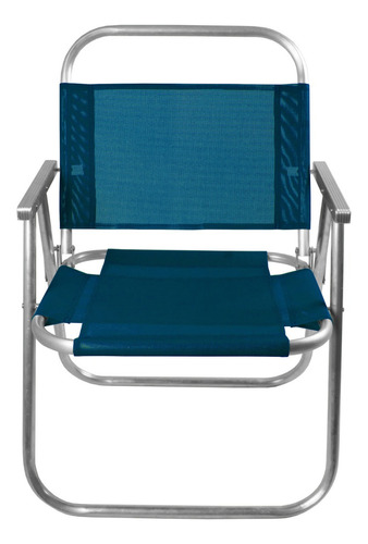   Cadeira De Praia  Alumínio Reforçada Até 150kg Cor Azul-marinho