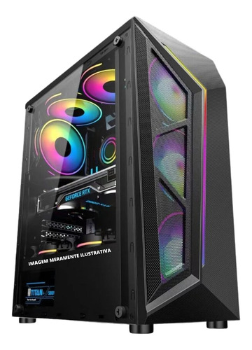 Gabinete Gamer Midtower C/4 Fans Cooler Rgb Lateral De Vidro