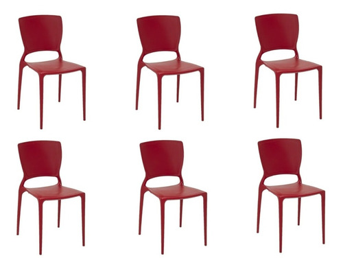 Conjunto 6 Cadeiras Sofia Encost Fechado Vermelho Tramontina