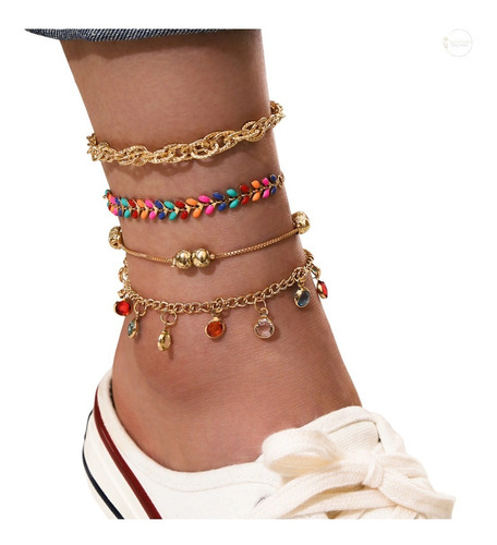 Set Tobillera Pulsera Tobillo Regalo Mujer Pies Cadenas