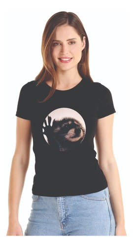 Playera Mapache Pedro Circulo Mujer Bailando Trend