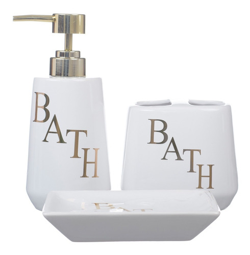 Kit Acessórios Para Banheiro Lavabo Sabonete 3 Peças  / Bath