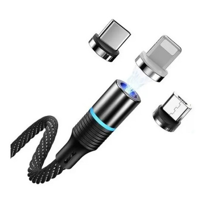 Cable Usb Magnetico Cargador Micro Usb Tipo C 3en1 Color Negro | MercadoLibre