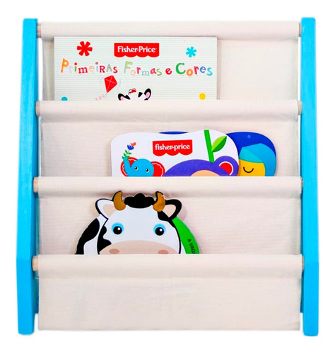 Rack Para Livros Infantil, Standbook Montessoriano Mini Azul