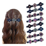 Glittering Crystal Stone Braided Hair Clips 16