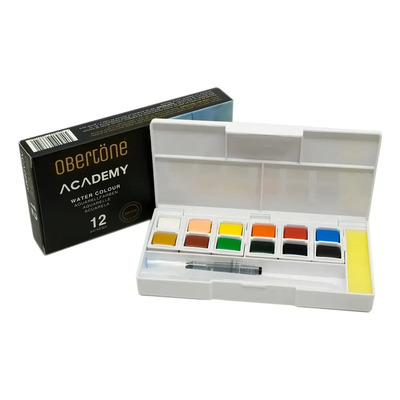 Set Acuarelas Obertöne Academy X12 Colores con Paleta Extra y Water Brush | Envío gratis