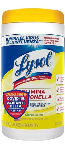 Lysol Toallas Desinfectantes Para Superficies Citrus 80 Pz 