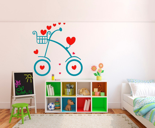 Vinilo Infantiles Bicicleta Y Corazones Wall Sticker