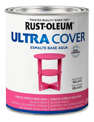 Esmalte Al Agua Ultra Cover Brochable 0,946 Litro Rust Oleum Color Rosa Intenso Brillante