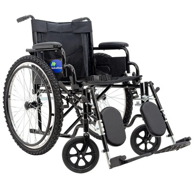 Silla De Ruedas Plegable Neumática Todoterreno Elevapiernas Desmontables Cinturón De Seguridad Acero Resistente Color Negro | Meses sin interés