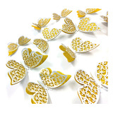 Mariposas Decorativas 3d Papel Pared Plateado Dorado