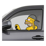 Sticker Calcas Homero Con Tatuaje Conduciendo Auto Cristal D