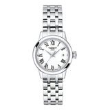 Reloj Mujer Tissot Classic Dream Acero Carátula Blanca Color Del Fondo Blanco