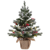 Árbol De Navidad Nevado Mini De 24 Pulgadas (2 Pies) L...