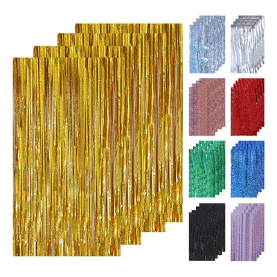 Pack de 4 Cortinas Láser de Hilo de Lluvia en Color Dorado para Fiesta y Cumpleaños | Envío gratis
