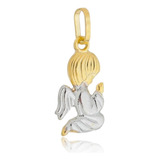 Pingente Anjo Da Guarda Anjinho Em Ouro 18k Branco E Amarelo