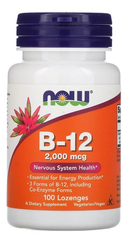 Now Foods B-12 2000 Mcg Producción De Energía 100 Loz Sfn